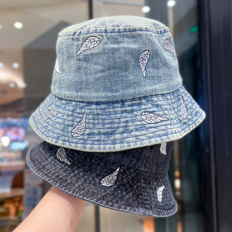 Retro vaquín lavado sombrero pescador mujer 2025 primavera y verano sombrero de protección solar moda versátil mostrando la cara sombrero de cuenca