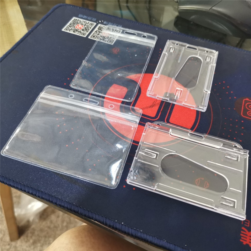 现货PVC透明防水工牌套  硬胸牌证件公交挂脖绳卡套 厂牌门禁批发