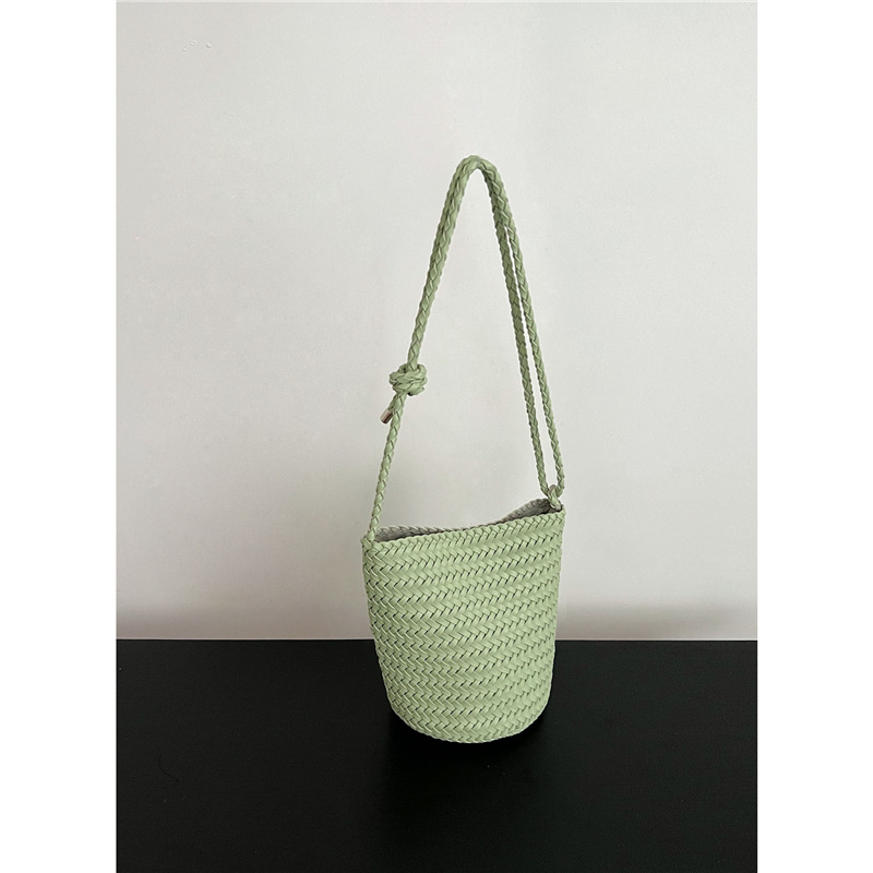 Hand-Woven Bucket Bag For Women, Large Capacity Luxury Genuine Leather Tote, Handbag, Shoulder And Crossbody Bag - Thumbnail 7