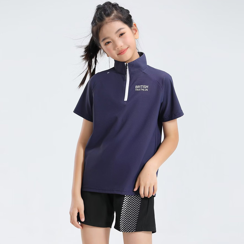 Set for gym for men and women, quick dry sports children's travel T-shirt with zipper for leisure, with a zipper, for running 4
