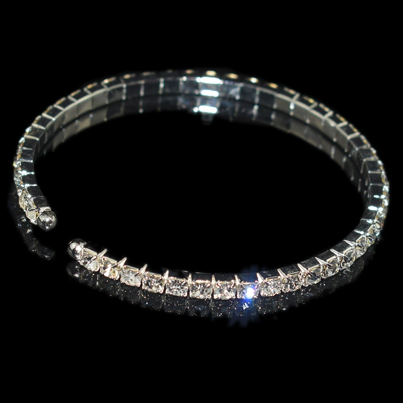Браслет с rhinestones SL-1006, электропорошение серебро/золото, многорядный 1–5 слоев