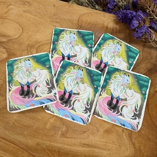 Qinghai Regong thangka painting nine-tailed fox pure hand-painted Tang 4*5 card core painting canvas wholesale