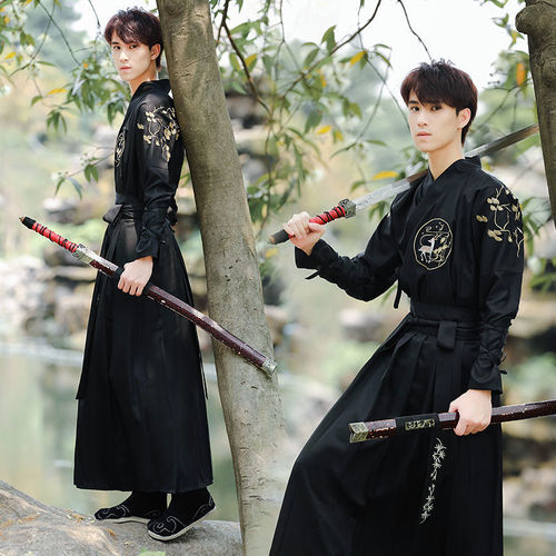 Ancient Chinese traditional Folk costumes hanfu male Wuxia style Han Tang Ming Wei swordsman warrior student prince performance robe for man