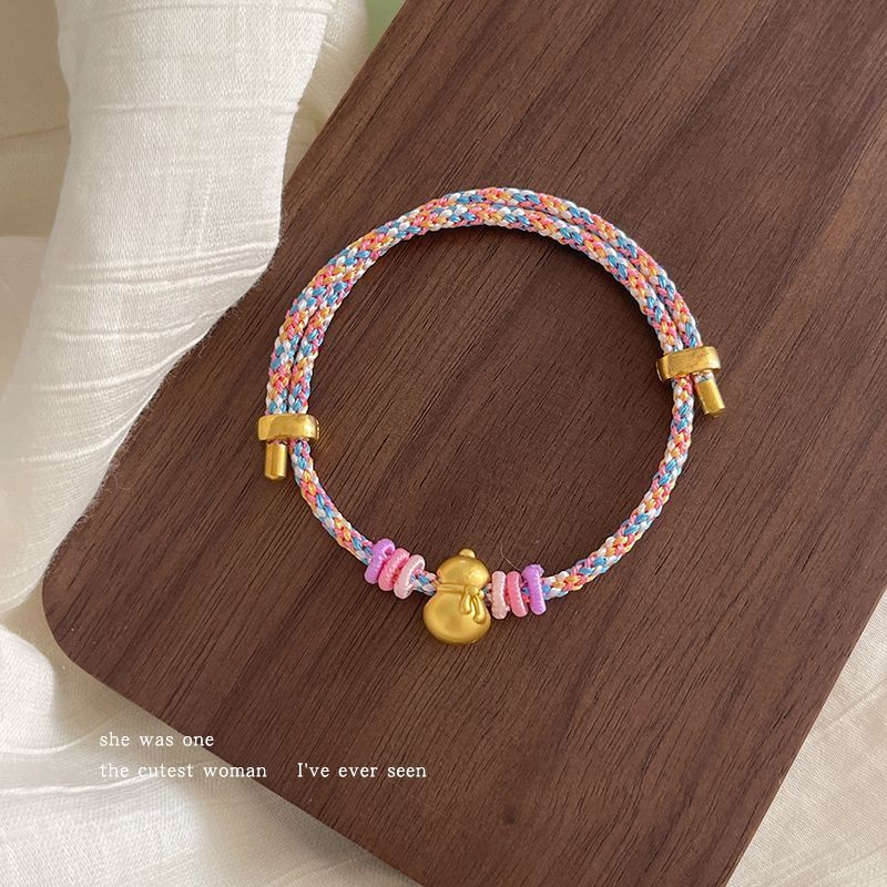 Festival del Barco del Dragón tejido a mano goteando calabaza de flores de aceite pulsera de calabaza de árbol ligera de lujo pulsera de nicho estilo nacional joyas