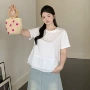 大码显瘦短袖荷叶边小衫