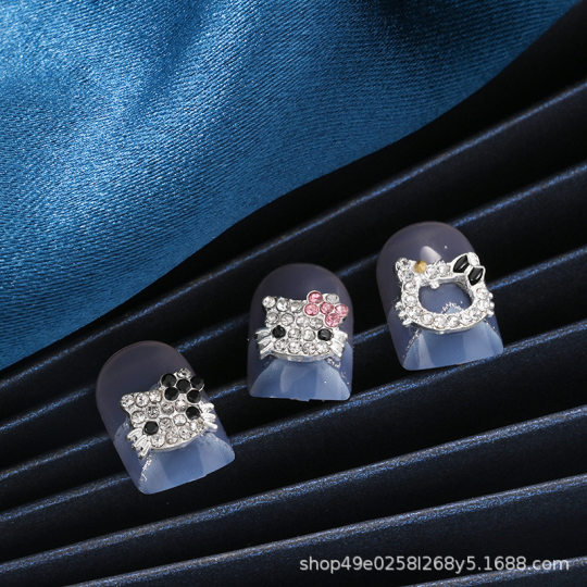 Kt Cat Nail Art Accessories Alloy Cat Metal Nail Wear Nail Diamond Ornaments Hollow Cat Diamond Cat Head Nail Art Diamond Ornaments