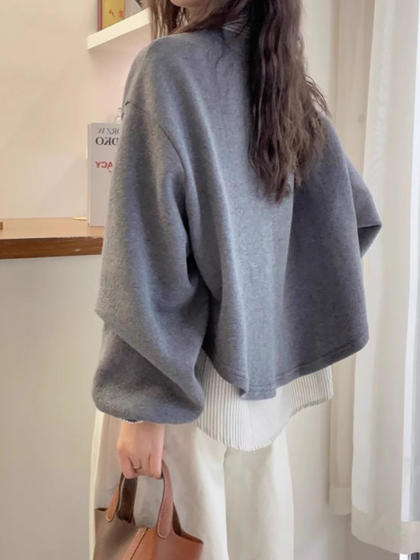 大码假两件拼接灰色卫衣女春秋2025新款胖mm宽松休闲显瘦长袖上衣|undefined