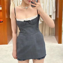 【现货】2024夏季新款 蕾丝胸衣设计自带短裤吊带连衣裙