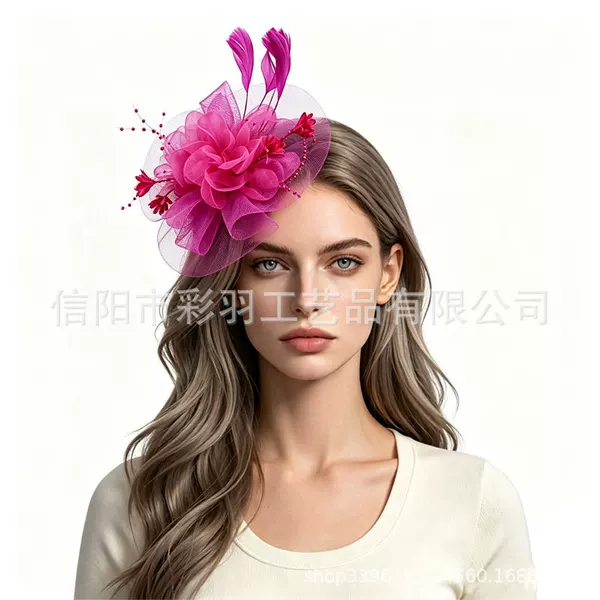 Best-selling European and American mesh bridal headwear, hair accessories for horse racing festivals, photo shoots, banquets, hair clips, headbands, feather mesh hats
