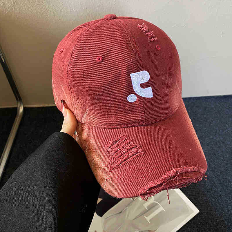 Retro hacer viejos agujeros gorra de béisbol boca de pato profundo alrededor de la cabeza de la mujer 2025 sombrero solar de primavera muestra cara pequeña