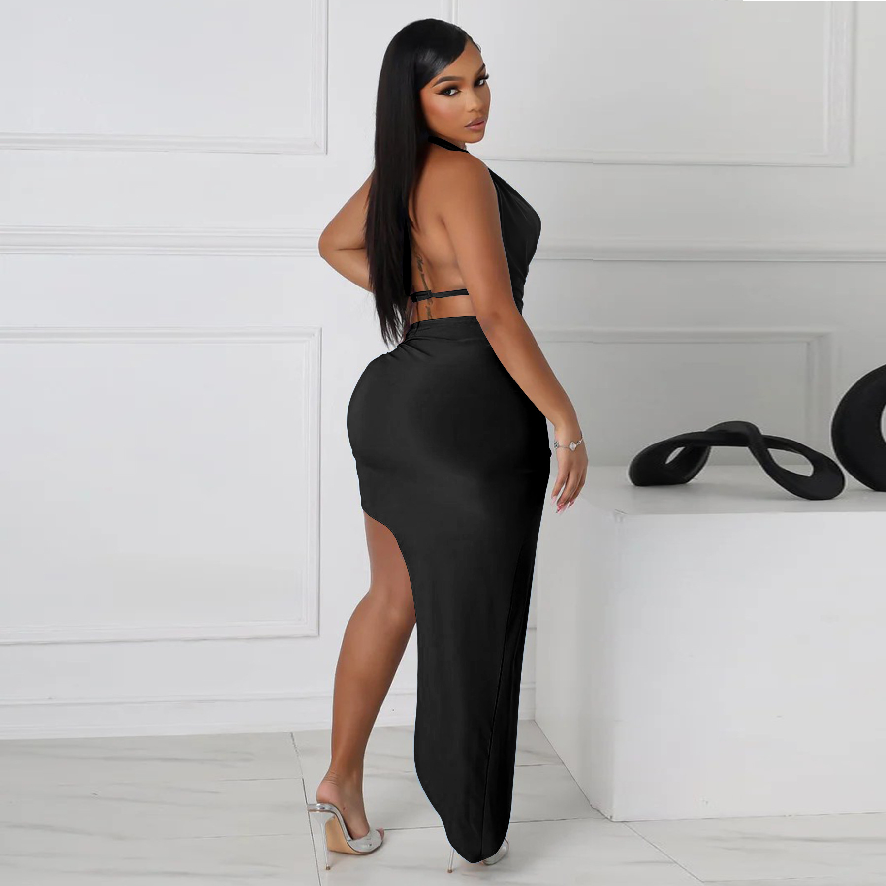 254g Weight Sleeveless Sleeve Length Polyester Fabric Type Skirt Co-ord Set Sets Type 2 Pieces Set Quantity Party, Tea Party, Cocktail Party Occasion V Neck Neckline Slim Fit Type Solid Color Pattern Summer Season Women's Gender Sexy, Streetwear Style Party Tea Party Cocktail Party Women's Sexy Streetwear Solid Color Polyester Skirt Co-ord Set Skirt Sets 17