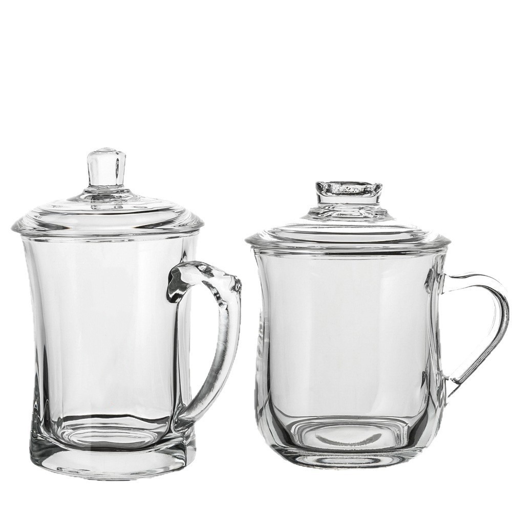 Taza de vidrio resistente al calor gruesa con tapa de taza de té con tapa de taza de té doméstica taza de agua potable taza de mesa de sala de reuniones taza de oficina