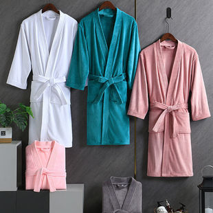 Beauty Salon Bathrobe Women's Long Than Cotton Absorbent Bath Towel Spring and Autumn Hotel Men's Winter Bathrobe
