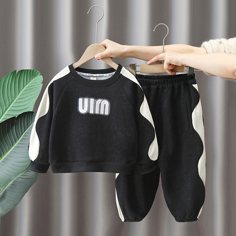 6144 Traje deportivo para niños Primavera y otoño 2024 Nuevo vestido para niños Estilo occidental Suéter de otoño para bebés Traje de dos piezas