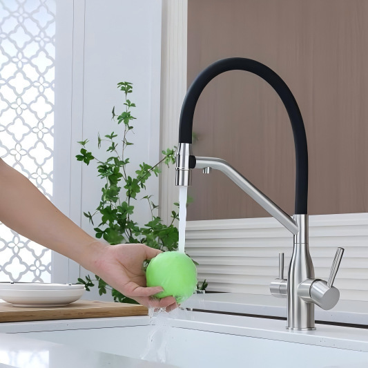 Cross-Border 304 Stainless Steel Water Purifier Kitchen Faucet Sink Three-In-One Cold and Hot Water Purifier Dual-Use Faucet
