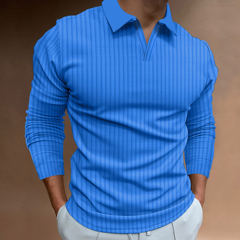 Casual Occasion Wholesale Men's Simple Style Stripe Solid Color Long Sleeve Pleated Men's Tops