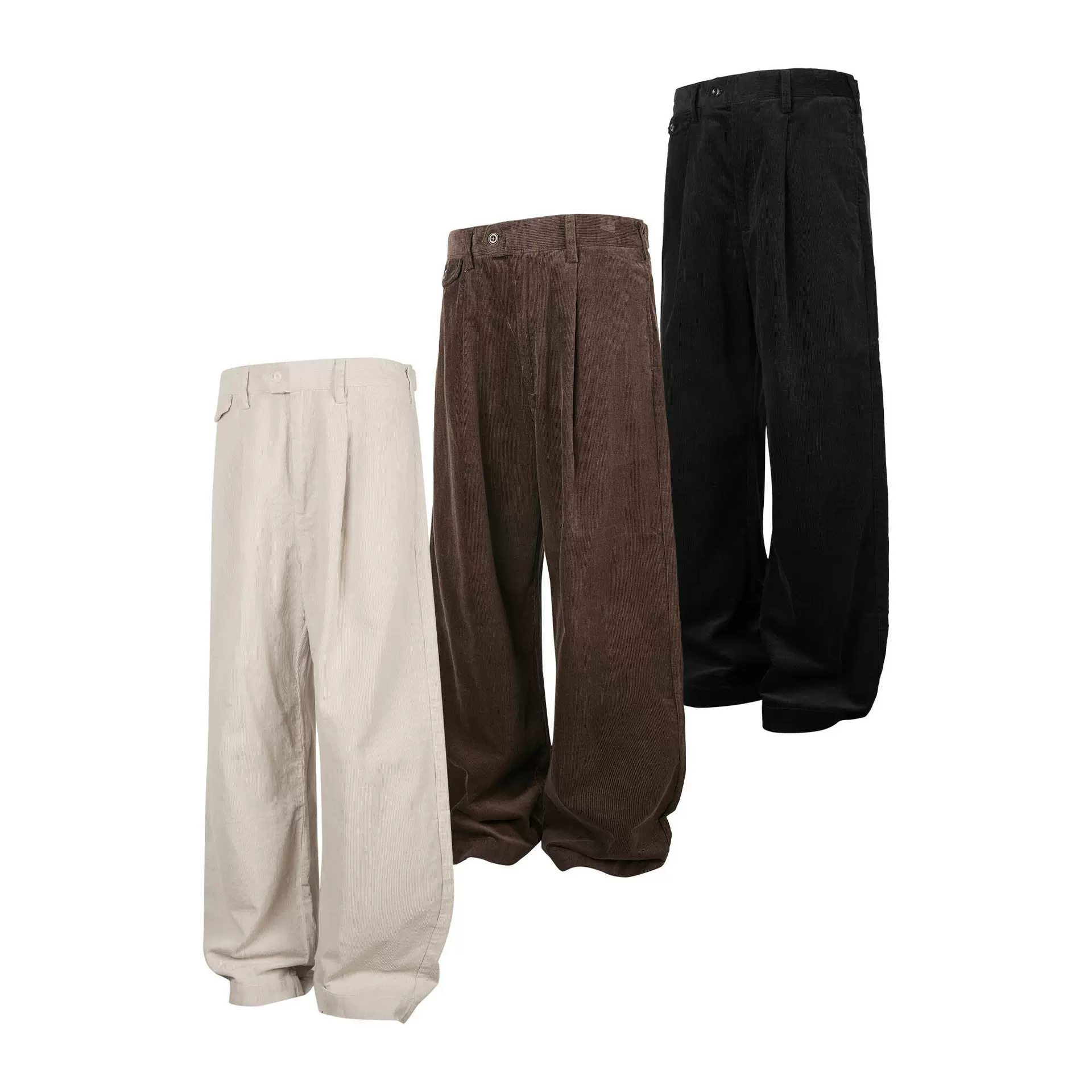 EME易盛易 美式复古灯芯绒西裤直筒A字版宽松活褶休闲裤长裤男女