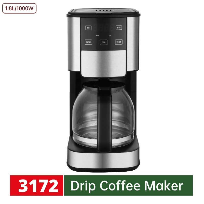 Máquina de café americana doméstica 1.8L pequeña transfronteriza estándar europeo y americano en stock cafetera de goteo cafetera cafetera