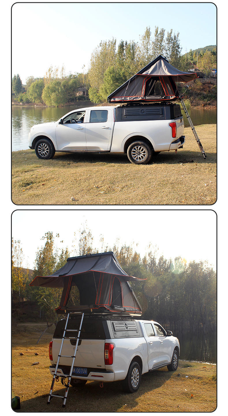 Hard-Top Alloy Car-Mounted Triangular Folding Helicopter Semi-Automatic Hydraulic Tent for Outdoor Self-Driving Camping