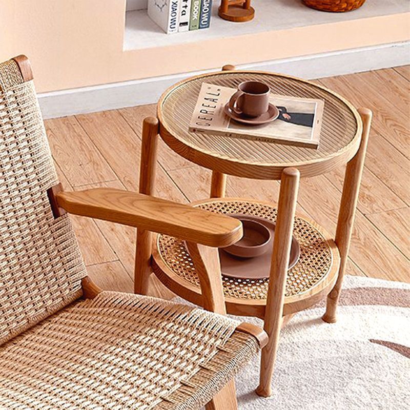 싱글 라운드 커피 테이블(월넛 컬러)