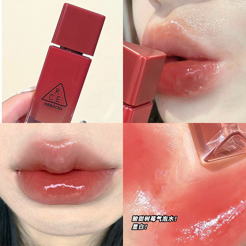 RESOCHI pulsante espejo esmalte labial, espejo de agua, claridad, blanqueamiento, color duradero, lápiz labial, maquillaje transfronterizo