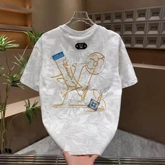 韩版百搭休闲短袖t恤个性潮流设计感时尚上衣半袖T恤衫潮牌男生款