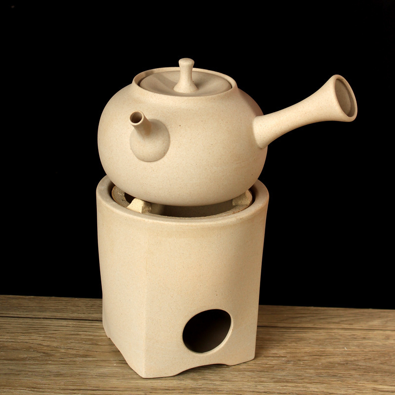 White Clay Pot Japanese Style Side Handle Pot Heat Resistant Carbon Stove Tea Cooker Kettle Stove Blast Stove Tea Stove Set Outdoor Stove