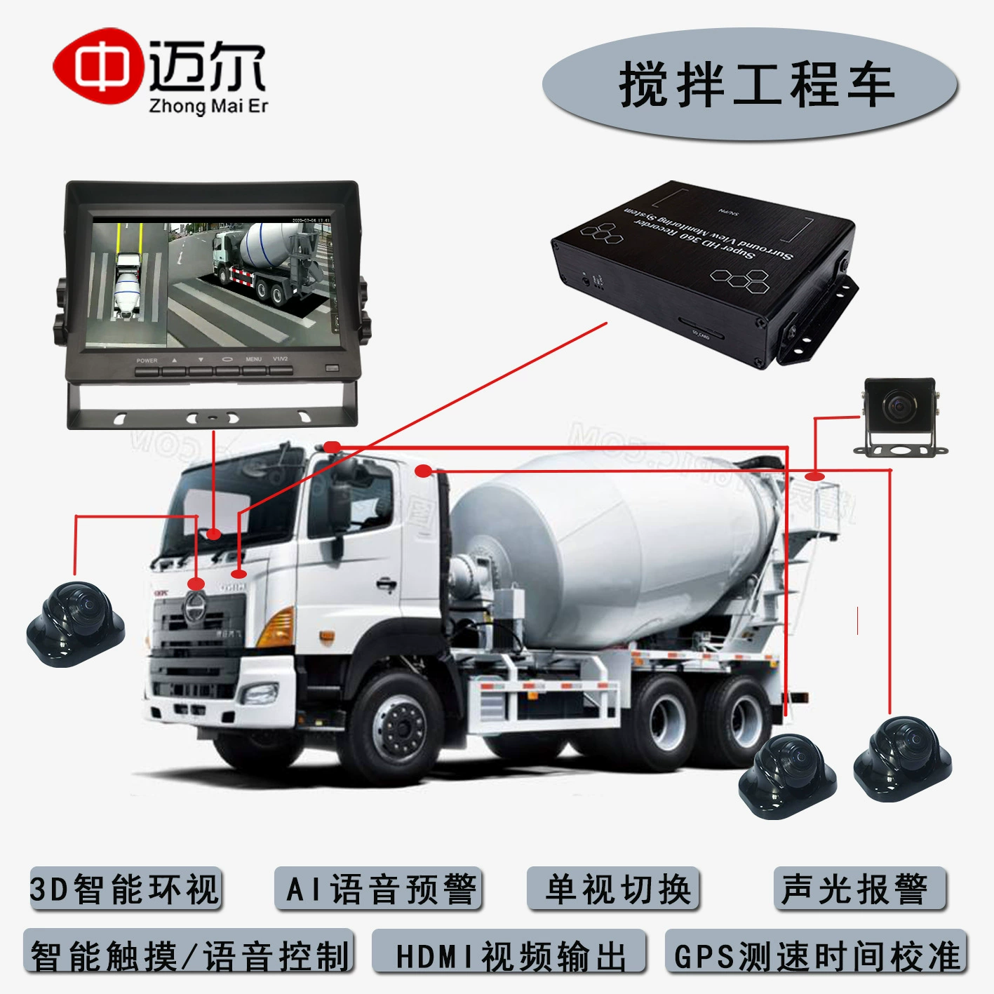 Смеситель бесшовная строчка Реверсивный визуальный радар предупреждение вправо-вид слепой зоны звуковая и световая сигнализация подсказка 360 градусов панорамный