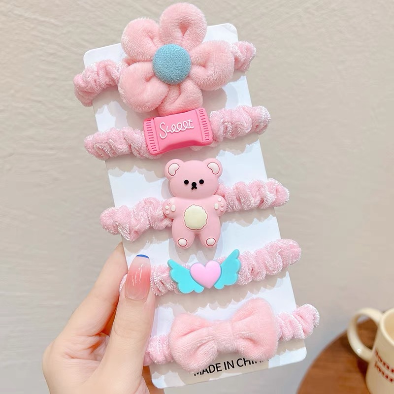 Otoño e invierno leche café flor pelo cuerda pelo banda chica lindo tocado niños pelo cuerda alta elástica lazo banda de goma del pelo