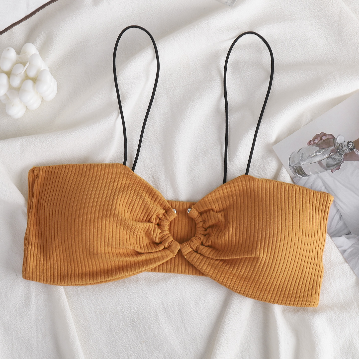 Pequeño pecho ropa interior bucle hueco hermosa espalda delgada hombro cabga hermosa espalda ropa interior sin marcas sin anillo de acero chaleco inferior tipo ropa interior