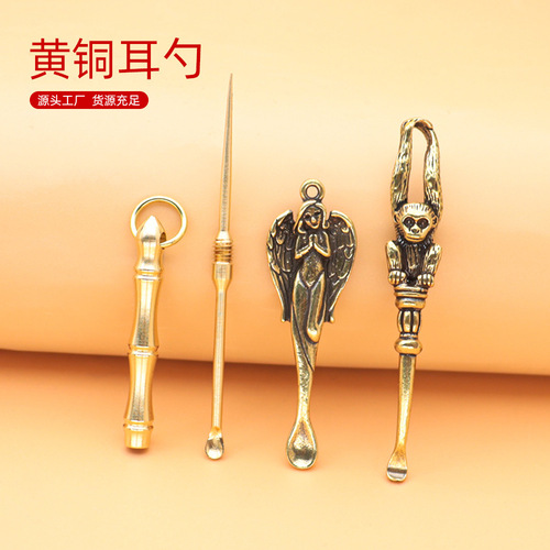 Chinese-style Angel God of Wealth Earring Tongs Keychain Pendant, Brass National Trend Sun Wukong Statue DIY Accessories Wholesale