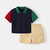 Summer polo, set, summer clothing, children's T-shirt, with short sleeve