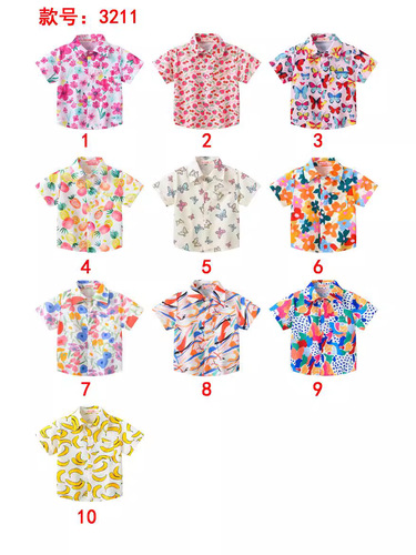 Summer Women's Children's Casual Fashion Multi-color Printed Thin Short-sleeve Shirts Wholesale