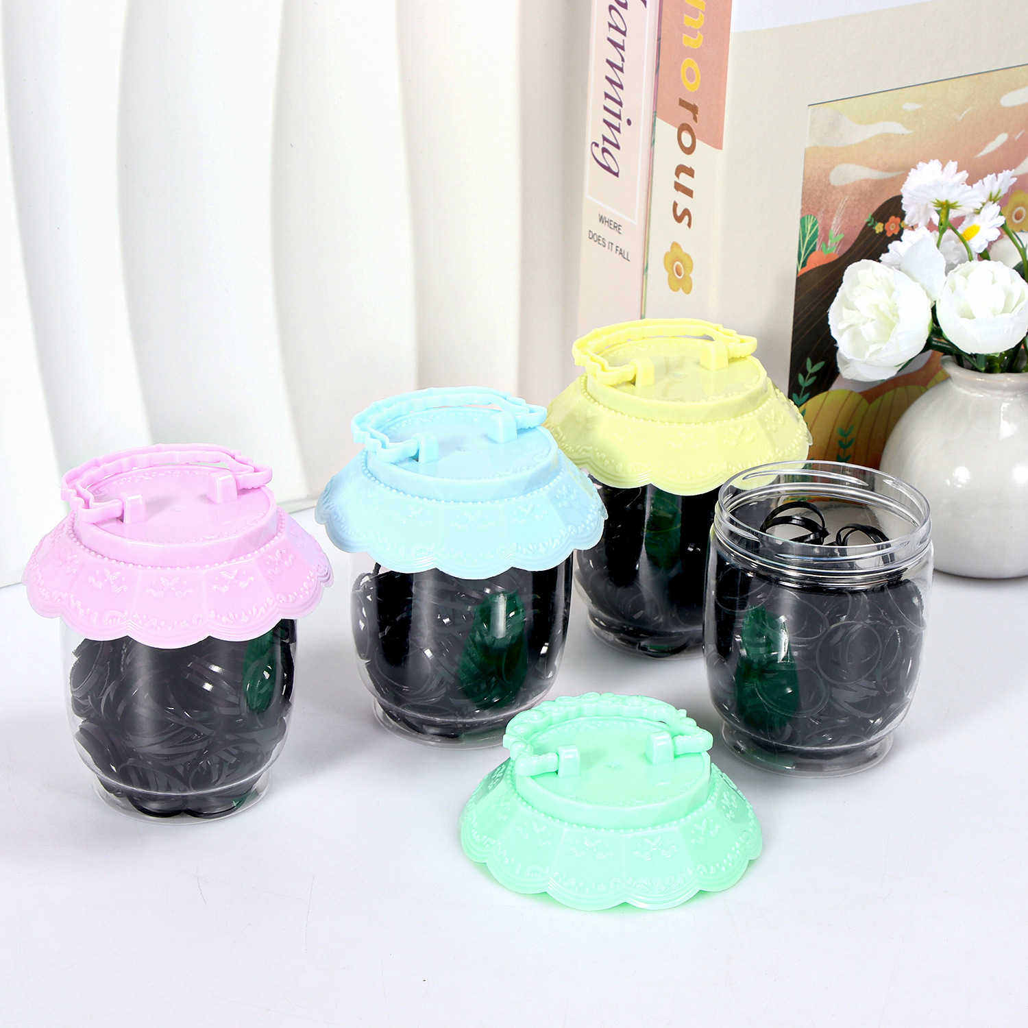 Banda de goma negra para niños, alto valor elástico, duradero, lazo para el cabello, no daña el cabello, anillo para el cabello de goma, accesorios para la cuerda para la cabeza, puesto