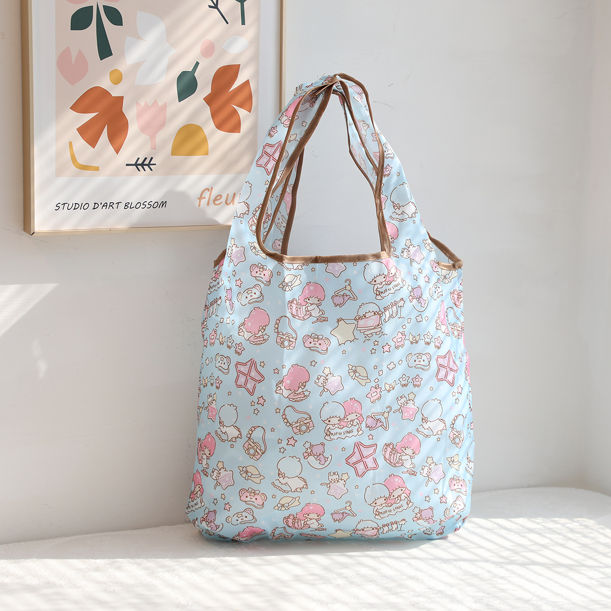 Dibujos animados lindo coolomi gran capacidad bolsa de protección del medio ambiente portátil plegable supermercado bolsa de compras bolsa de tela ligera bolsa de hombro