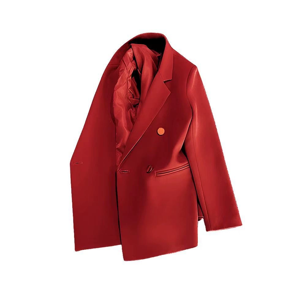 Red spring classic suit jacket, 2026 years, Korean style
