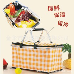 ピクニックバスケット春の旅行は折りたたみ可能です。屋外のピクニックキャンプ保温手提げバスケットの道具用品はかごの野菜バスケットを収納します。