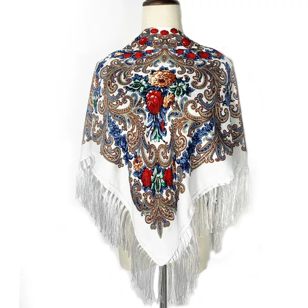 Cross-Border New Ethnic Style Scarf for Women, Autumn and Winter Printed Warm Shawl, Outerwear Headscarf, Xinjiang Large Square Scarf