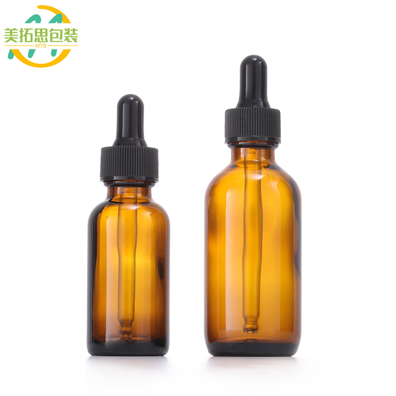 30ml茶色波士顿瓶 60ml精油瓶 波斯顿滴管瓶 精华液玻璃分装瓶
