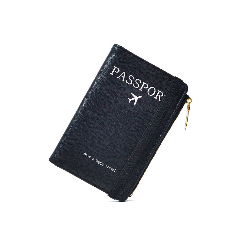 Manruike simple RFID pasaporte titular de la tarjeta de cremallera de color sólido lindo anti-magnético boleto aéreo pu cubierta protectora pasaporte titular