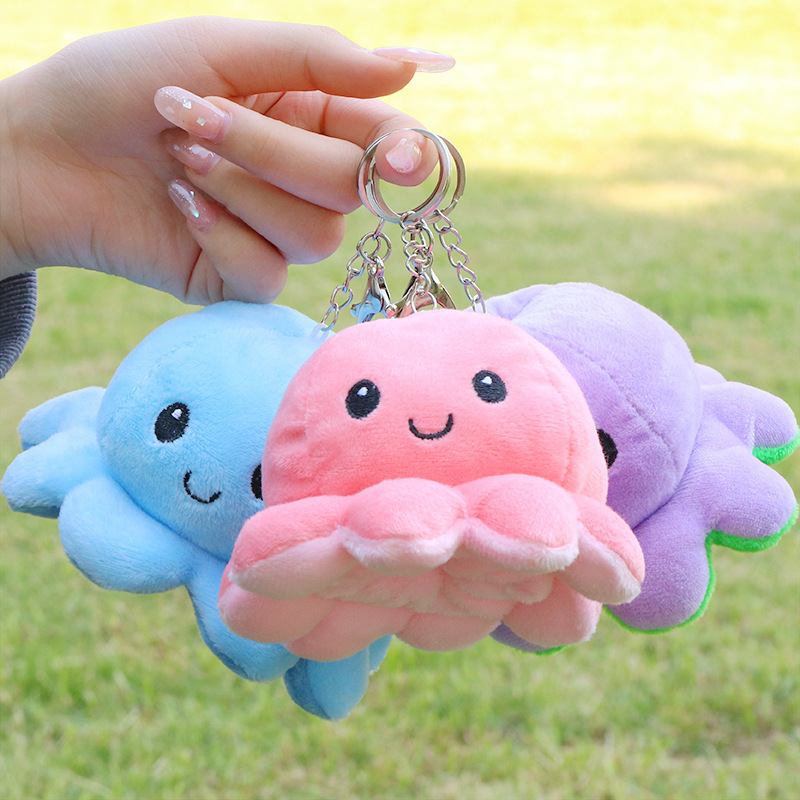 Creative Cute Flip Face Octopus Keychain Plush Pendant Doll Plush Toy Bag Pendant