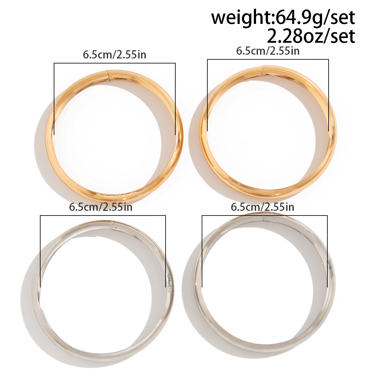 117g Weight Without pendants Pendant Material Bangle Classification Iron Chain Material 1 Set Quantity Holiday, Daily Occasion Iron Material Geometric Pattern Women's Gender Plating Design Retro, Simple Style Style Retro Simple Style Geometric Iron Wholesale Bangle 19