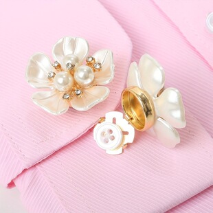 Metal universal accessory pearl, shirt, flowered, high-quality style