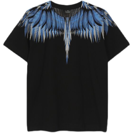 Cross-border supply of foreign trade wholesale Europe and the United States MB wings men's and women's heavy T-shirt tide brand classic feather printing short sleeve tide
