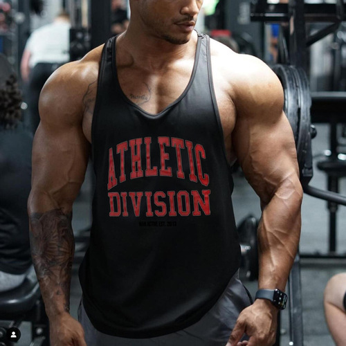  Muscle Fitness Brothers Summer Vest Men's Printed Cotton Loose Sports Large Size Round Neck Top Trendy