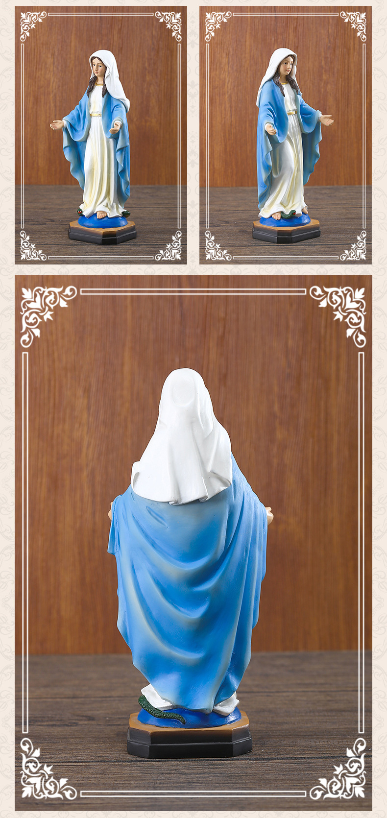 Retro Virgin Mary Statue Religious Indoor Table Decoration Resin Crafts display picture 2