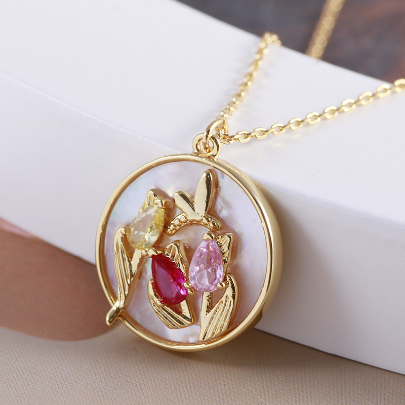 Elegant Simple Style Tulip Brass Plating Women's Pendant Necklace 1 Piece display picture 3