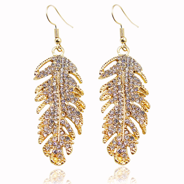 fashionable elegant earrings with rhinestones