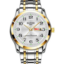 全自动石英机芯手表男士夜光日历防水商务中老年人大数字钢腕表