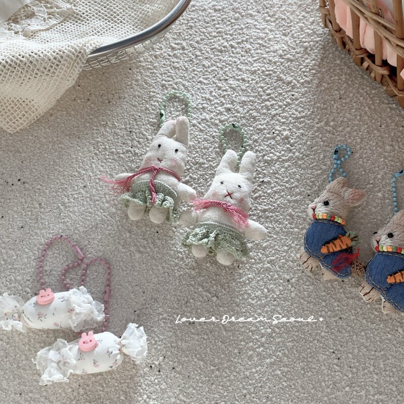 Korean-Style Ins Forest-Style Cotton and Linen Fabric Rabbit Pendant Pink Girly Cartoon Cute Bag Pendant Japanese Style for Women Korean-Style Ins Forest-Style Cotton and Linen Fabric Rabbit Pendant Pink Girly Cartoon Cute Bag Pendant Japanese Style for Women